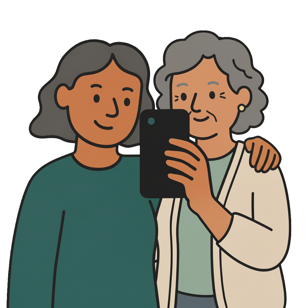 Mother and daughter illustration